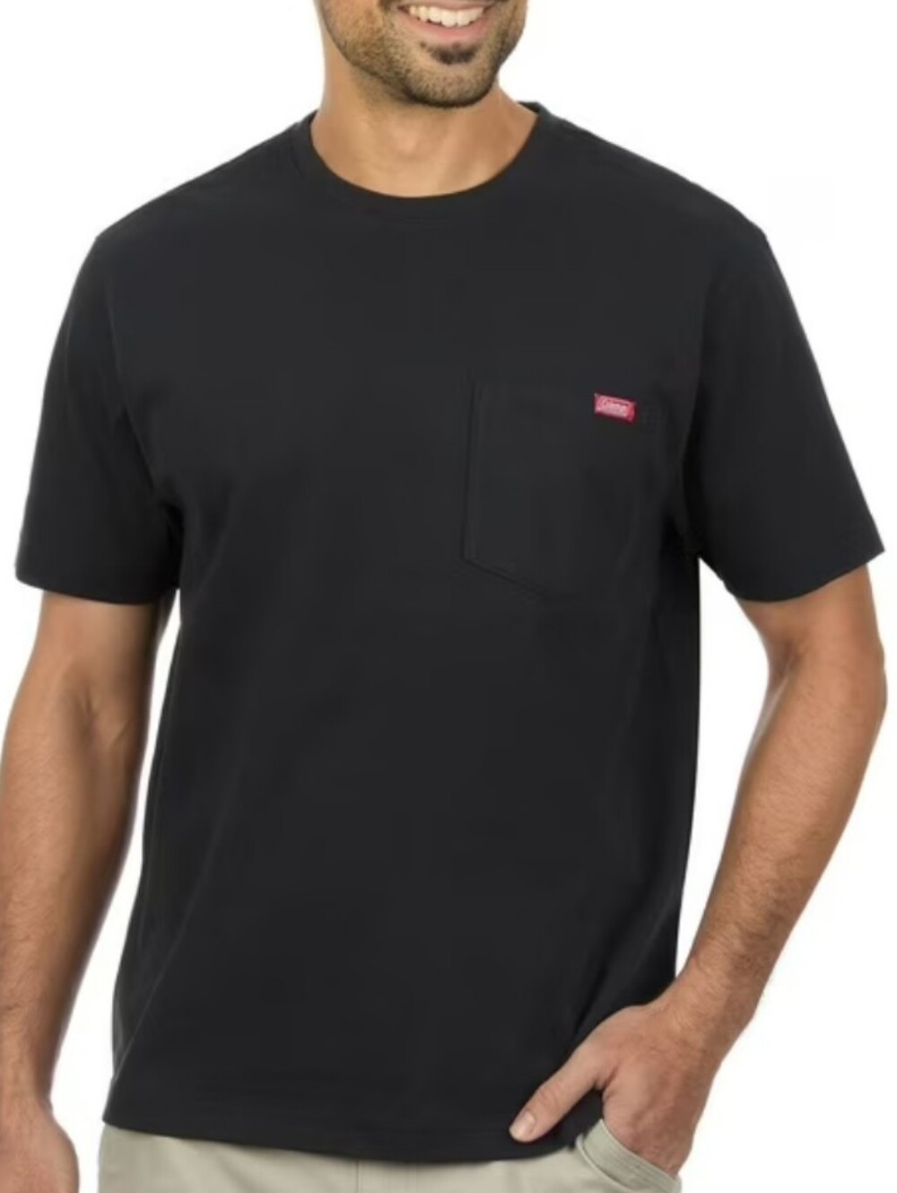 Coleman Textured Short-Sleeve Pocket Tee with Red Logo Tab